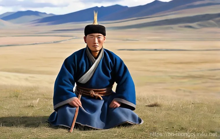 몽골 전통 의복 - Image Prompt 1: Nomadic Resilience on the Steppe**