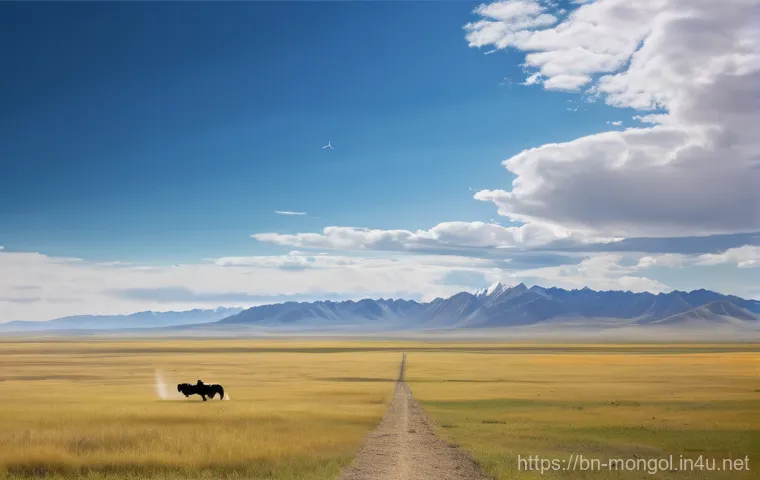 몽골 주요 사건 - **Prompt:** A visually compelling image showcasing Mongolia's "third neighbor policy." In the foregr...