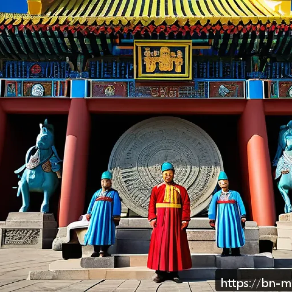 몽골의 독립 기념관 - A majestic outdoor scene depicting the Ulaanbaatar Independence Monument in Mongolia, surrounded by ...